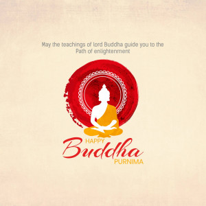 Buddha Purnima greeting with a silhouette of Buddha in lotus position