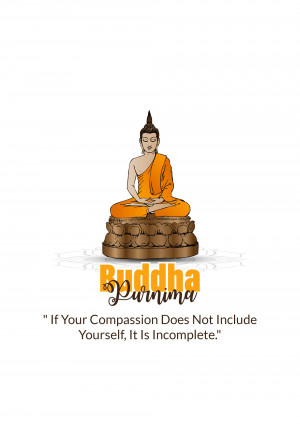 Image of Buddha in meditation with text 'Buddha Purnima'