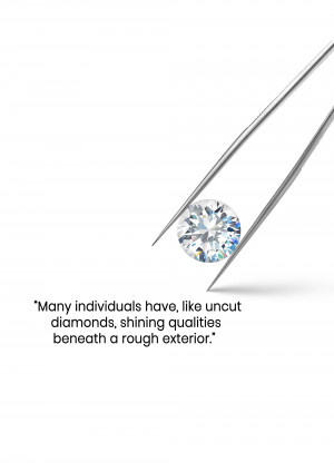 Close-up of a raw, uncut diamond held by tweezers