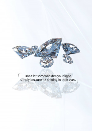 Close-up of sparkling diamonds with motivational text