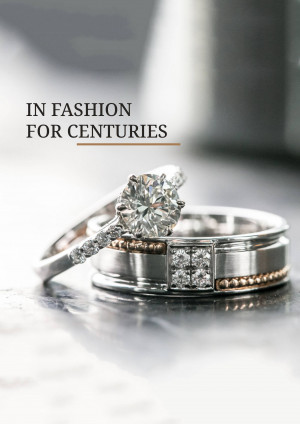 Close-up of a diamond engagement ring and wedding band