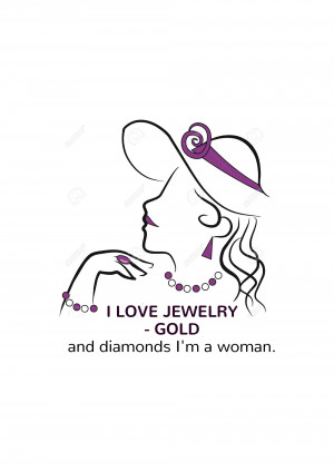 Line art illustration of a woman in a hat and jewelry