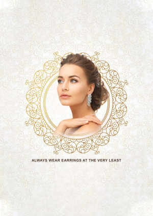 Portrait of a beautiful woman wearing sparkling diamond earrings