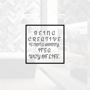 Quote about creativity in a modern bathroom setting
