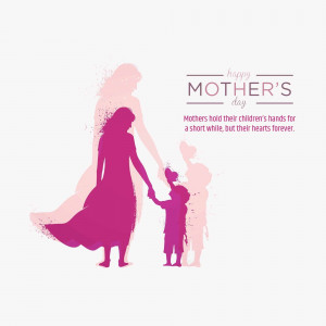 Silhouette of a mother and children with 'Happy Mother's Day' text