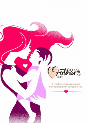 Silhouette of a mother and child embracing with 'Happy Mother's Day' text