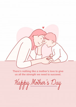 Illustration of a mother and son sharing a tender moment with a Mother's Day message.