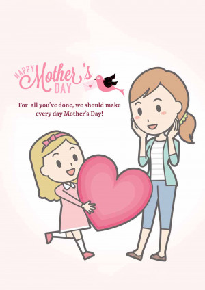 Illustration of a mother and daughter with a heart