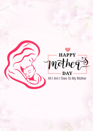 Illustration of a mother and baby with 'Happy Mother's Day' text