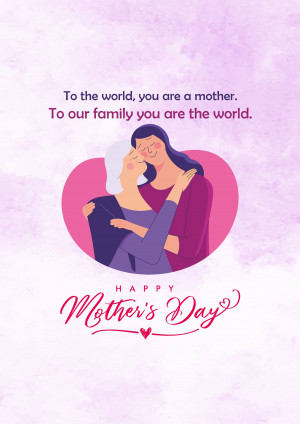 Illustration of a mother and daughter hugging with a Mother's Day message.