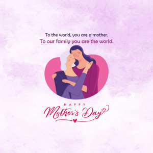 Illustration of a mother and daughter embracing with a Mother's Day greeting.