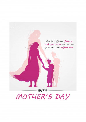 Silhouette illustration of a mother and child with text 'Happy Mother's Day'