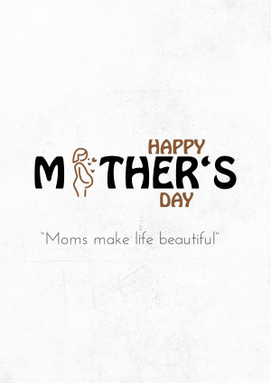 Mother's Day greeting card with a silhouette of a mother and child