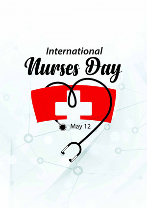 International Nurses Day graphic with a heart-shaped medical cross and stethoscope