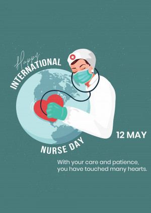 Illustration of a nurse with a stethoscope around the world and a heart