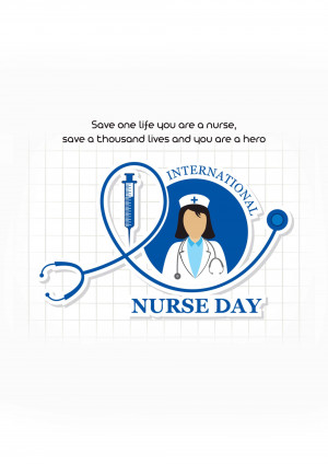 Illustration depicting a nurse's emblem with a stethoscope and syringe, celebrating International Nurse Day.