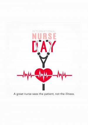 International Nurse Day graphic with stethoscope and heartbeat line