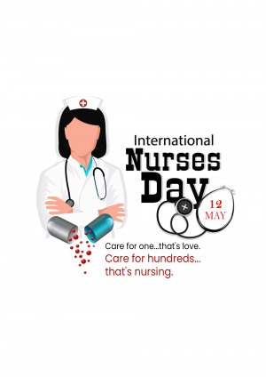 Illustration of a nurse with text celebrating International Nurses Day on May 12th.