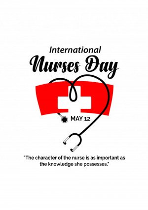 International Nurses Day graphic with a red cross and stethoscope