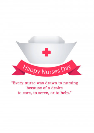 Nurses cap with a red ribbon and text wishing a Happy Nurses Day