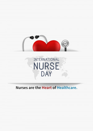 International Nurse Day graphic with a heart and stethoscope