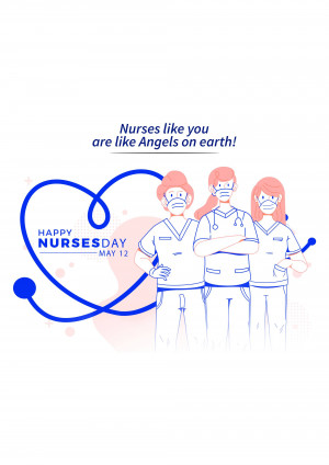 Illustration of three nurses with a heart and stethoscope design for Nurses Day.