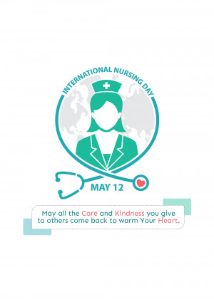 Illustration of a nurse silhouette within a circular badge celebrating International Nursing Day on May 12th.