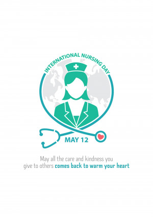 Illustration for International Nursing Day with a nurse silhouette and stethoscope