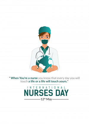 Illustration of a nurse holding the Earth, celebrating International Nurses Day.