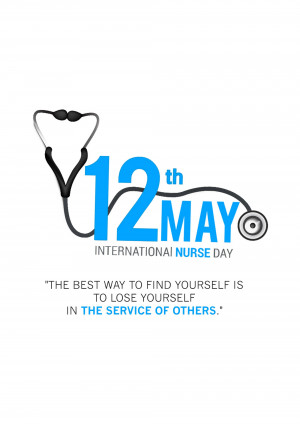 Image commemorating International Nurse Day on May 12th with a stethoscope and text.