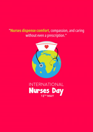 Illustration of a stethoscope wrapped around a globe with a nurse's cap, celebrating International Nurses Day.
