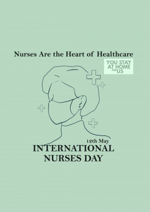 Illustration of a nurse's face with a mask, celebrating International Nurses Day.