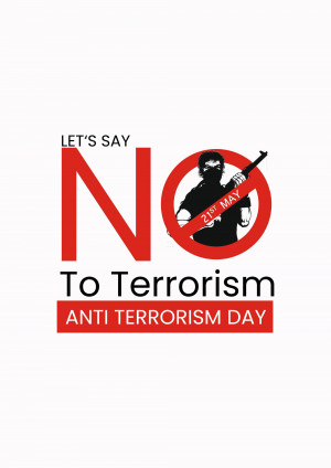 Image depicting a 'No to Terrorism' message with a crossed-out figure holding a weapon.