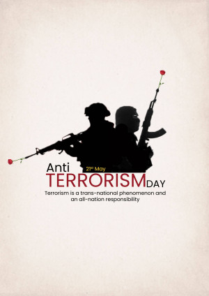 Silhouette of soldiers with a rose, commemorating Anti-Terrorism Day.