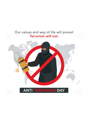 Illustration depicting a masked figure with a bomb crossed out, symbolizing the fight against terrorism.