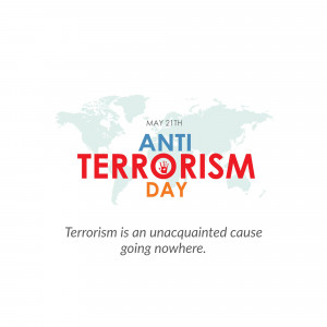 Anti-Terrorism Day poster with a world map and text