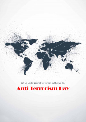 World map with cracked effect and Anti-Terrorism Day message