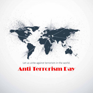 World map with cracks and the text 'Anti Terrorism Day'