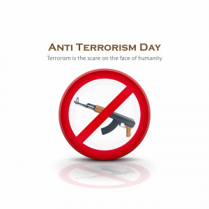 Anti-Terrorism Day graphic with a crossed-out rifle