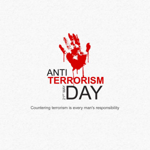 Red handprint with Anti-Terrorism Day text