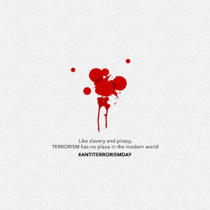 Blood splatter with text against terrorism