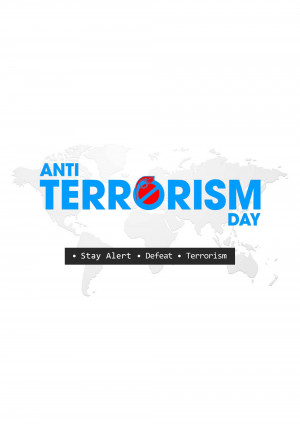 Anti-Terrorism Day poster with a world map and text
