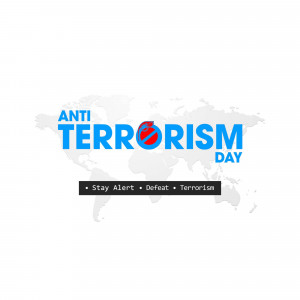 Anti-Terrorism Day graphic with world map and text