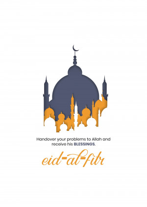Illustration of a mosque with a crescent moon for Eid al-Fitr