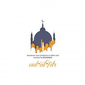 Illustration of a mosque with a crescent moon for Eid al-Fitr