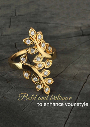Close-up of a gold ring with diamond accents on a wooden surface