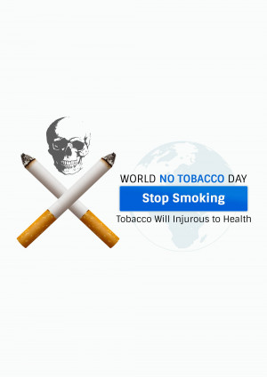 Image depicting a skull formed by cigarettes with the text 'World No Tobacco Day - Stop Smoking'