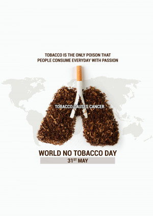 Image depicting lungs formed from tobacco, highlighting the dangers of smoking and promoting World No Tobacco Day.