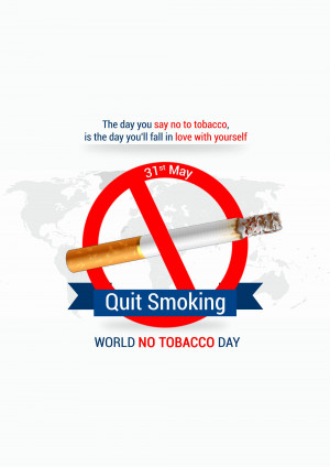 World No Tobacco Day poster with a cigarette crossed out by a red circle.