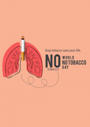 Illustration of lungs with a cigarette and 'No Tobacco' message